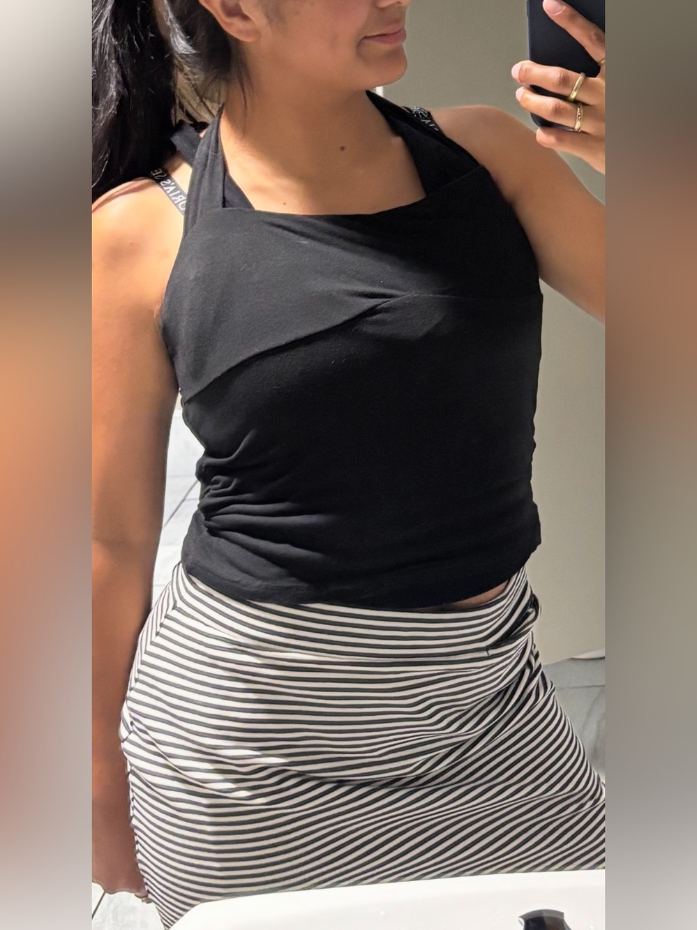 Toad&Co Striped Black & White Mid Pencil Skirt, Medium